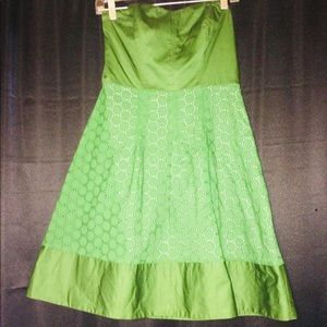 Cotton Green Strapless Green Dress